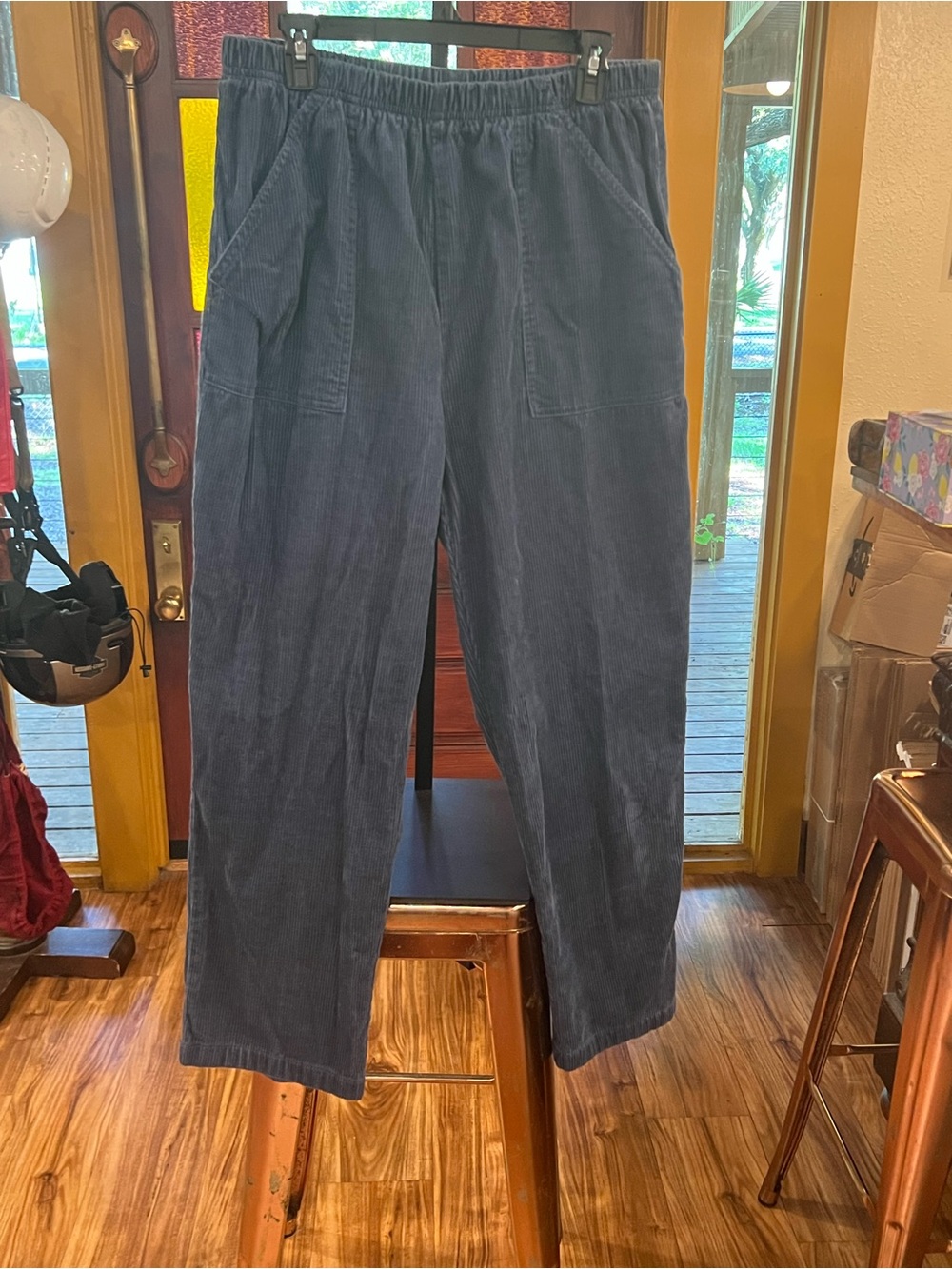 Vintage Haband Men's Navy Corduroy Elastic-Waist Pants